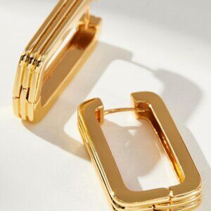NWT Anthropologie Gold Lined Wide Huggie Hoop Earrings
